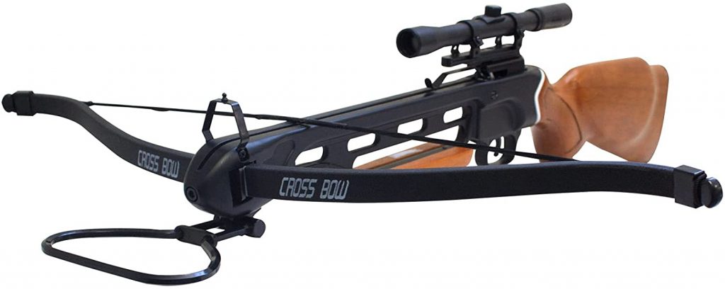 Cobra Bows 150 Lbs Wood Crossbow with Scope and Pack of Metal Arrows