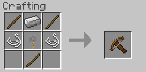 Making a Crossbow on the Crafting Table