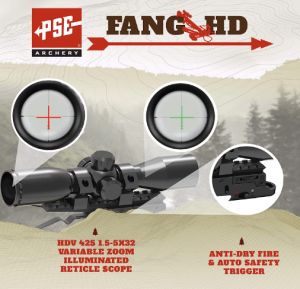 PSE ARCHERY Fang HD Crossbow Package- Up to 405 FPS- 5 Bolt Quiver- Adjustable Buttstock- w Dual String Stops