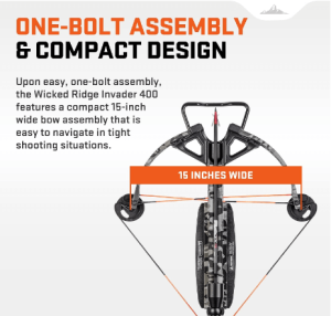 Wicked Ridge Invader 400 Crossbow, Peak Camo - 400 FPS - Equipped with Lighted 3X Pro-View Scope - Our All-Time